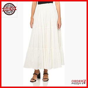 Cotton Tiered Maxi Skirt with Elastic Waist, Loose Fit for Spring Summer